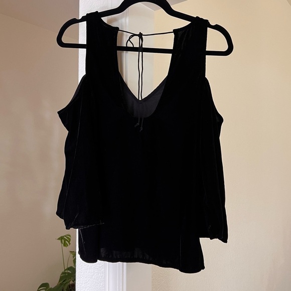 Tracy Reese Black Velvet Wide Sleeve Top - Picture 5 of 5